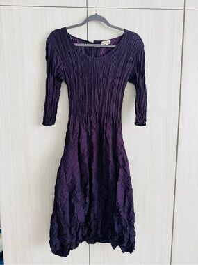 Textured Deep Purple Long Sleeve Midi Dress by Alquema from Australia